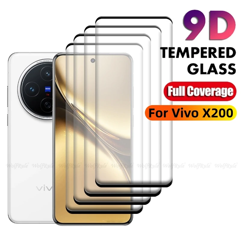 1/2/3/4PCS For Vivo X200 Glass Vivo X200 Tempered Glass Protective 9H 9D HD Full Cover Curved Screen Protector Vivo X200 X 200