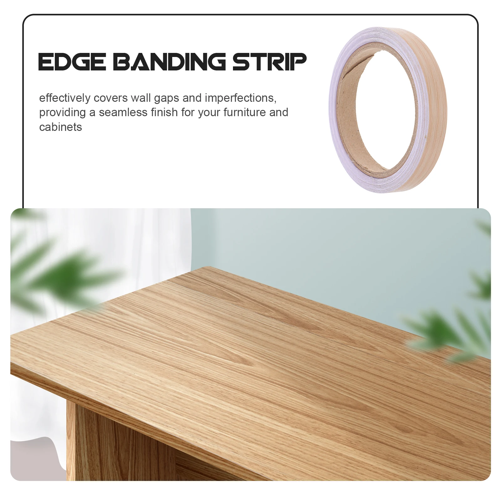 

Wood Grain Edge Banding Strip Self-Adhesive Peel Stick Trim For Furniture Cabinets Doors Windows Stairs Resizable Thin Banding