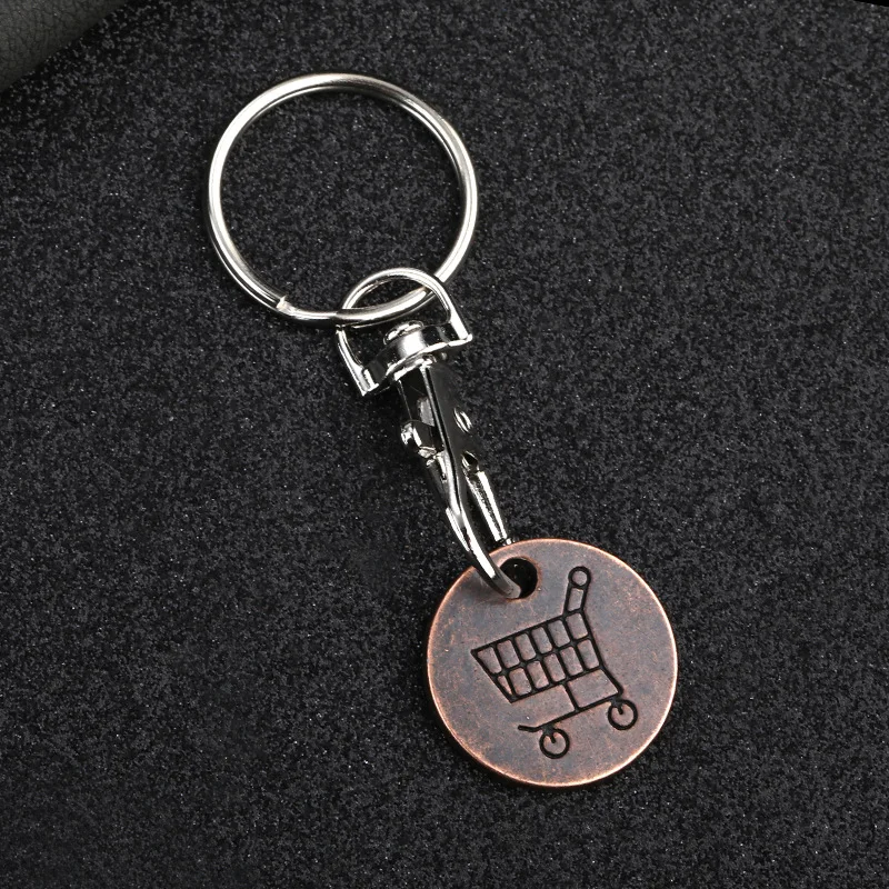 Cross border European and American Supermarket Handpushed Shopping Cart Logo Coin Metal Token Lobster Chain Creative Keychain