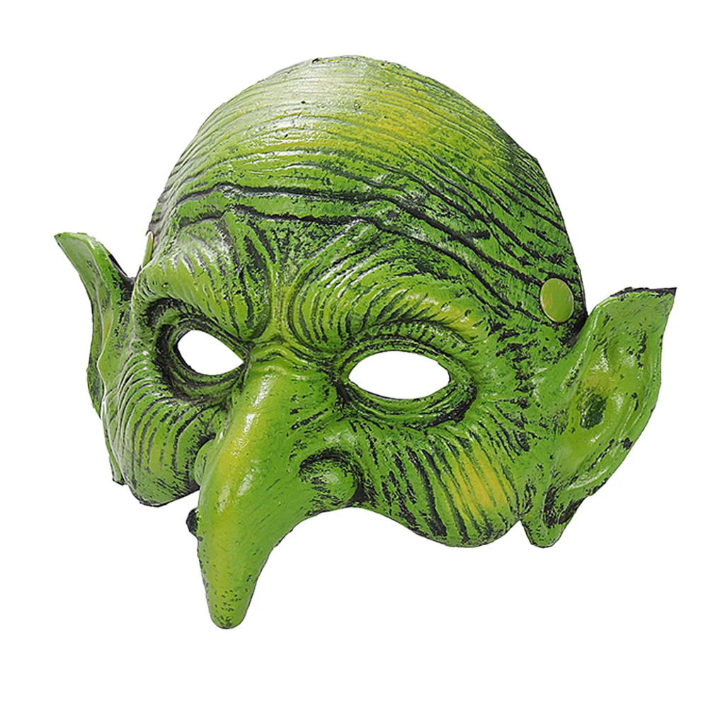 Old Witch Cosplay Mask para Mulheres, Assustador Coringa, Feiticeira PU Máscaras, Monstro Verde, Nariz Grande, Casa Assombrada, Festa de Carnaval