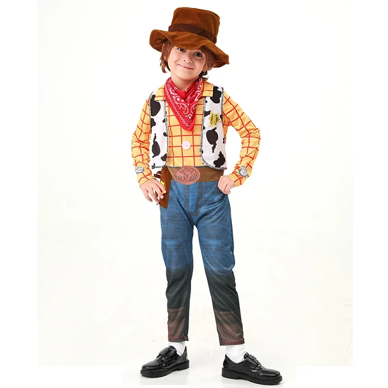 Woody Costume Kids Anime Toy Story Sheriff Woody Pride Cosplay Child Cowboy Bodysuit Clothes Halloween Carnival Costumes