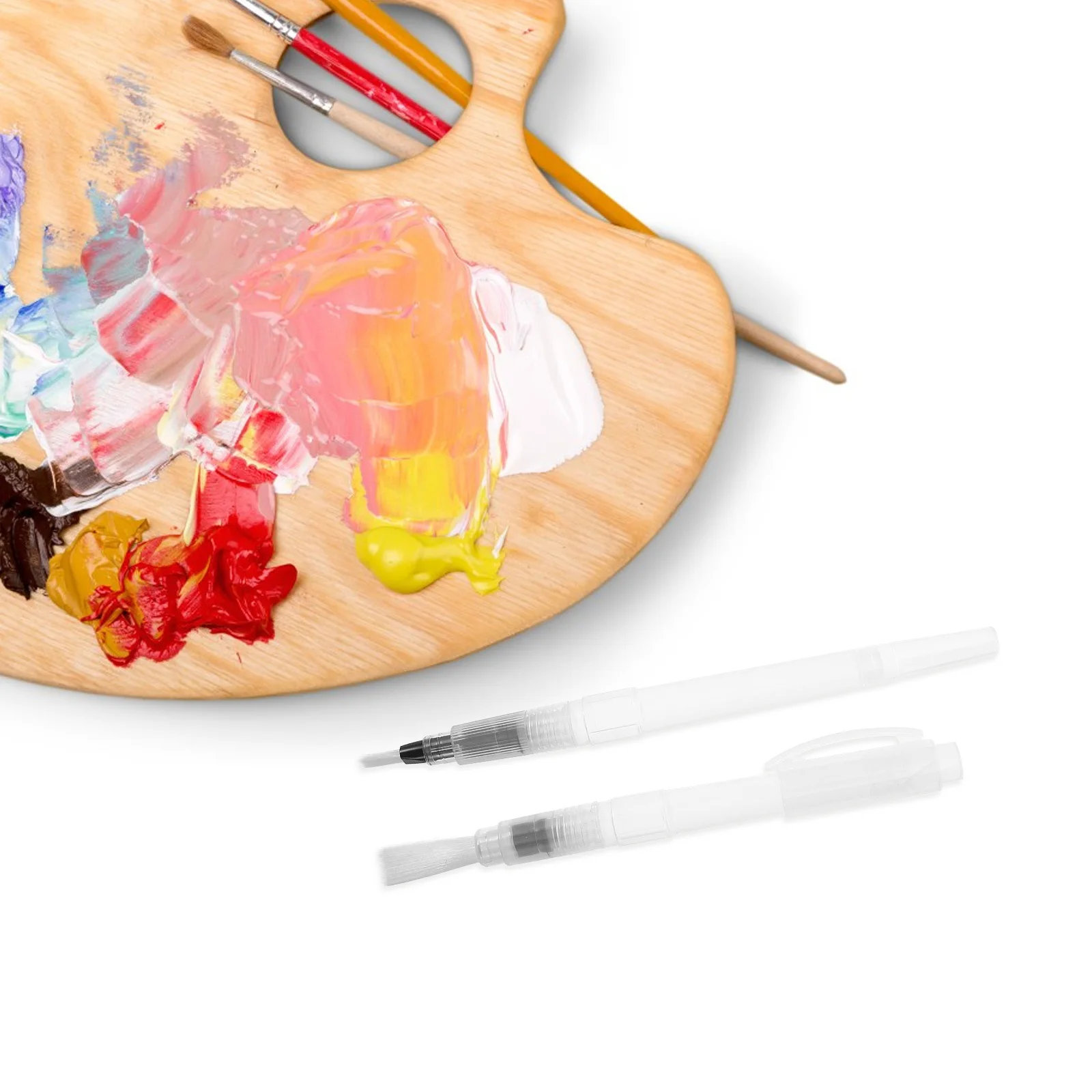 

Refillable Calligraphy Brush Pens 6pcs Watercolor Painting Set with Pointed and Flat Tips for Drawing Blending DIY Art Supplies