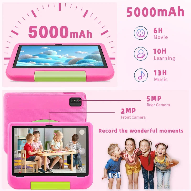Tabletas para niños, tabletas Android 15 de 10,1 pulgadas, 2025 con 5000mAh, 8GB (4G + 4G) + 64GB + 1TB, juegos educativos, aplicación de Control Parental