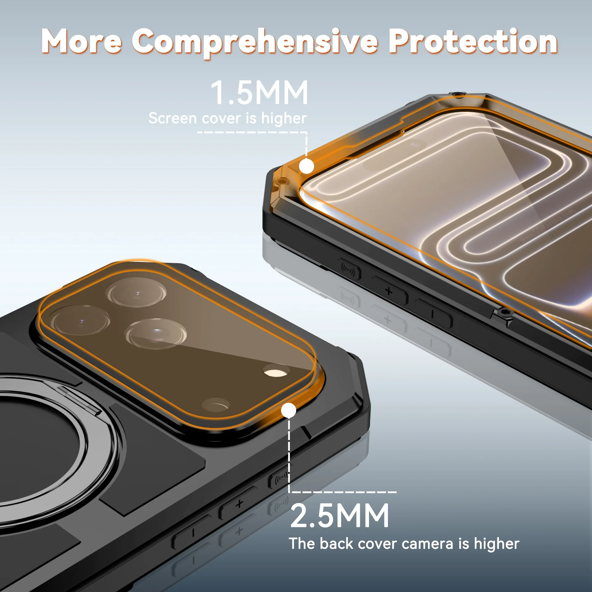 

Armor Metal Protective Shockproof Case for Iphonoe Air 17 Pro Max Full Coverage Magnetic Ring Holder TPU+PC Wireless Charging