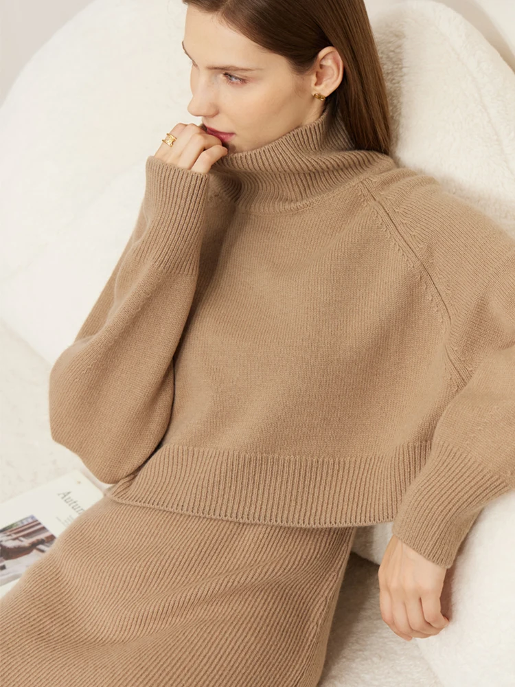 AMII Minimalism Dresses Sets Women 2022 Autumn 100% Wool Elegant Solid Fashion Sweater Slim All-match Dress Separately 72270078