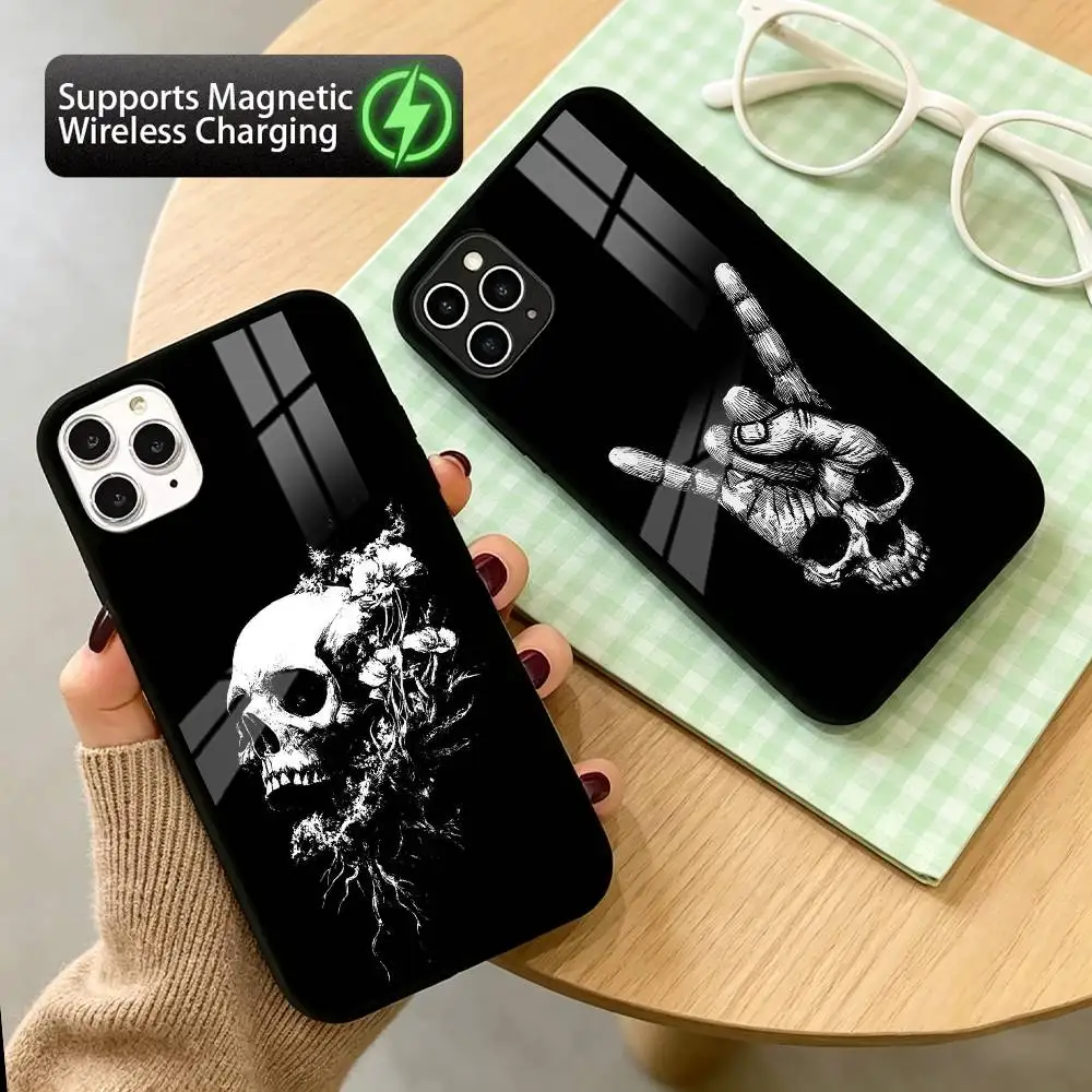 W-Wild Cool Skull  Phone Case For iPhone17,16,15,14,13,12,11 Plus,Pro Compatible with magnetic wireless charging