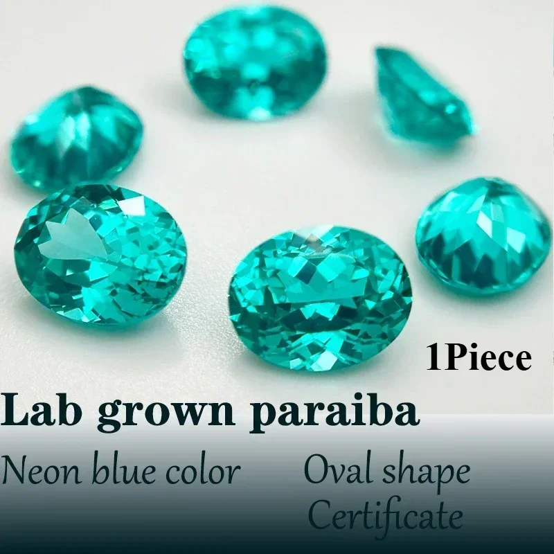 

Oval Shape VVS1 Lab Grown Paraiba Neon Blue Color for DIY Jewelry Making Materials Certificate Natural Colour Factory Wholesale