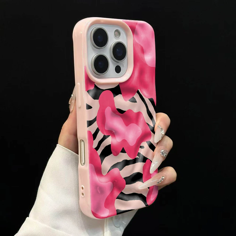 Modische Handyhülle mit Kuhmuster für iPhone 17 16 15 14 13 12 11 Pro Max 14 Plus 17Air, Falten-Wellen-Design, weiche Silikon-Schutzhülle, stoßfest – Detail 9
