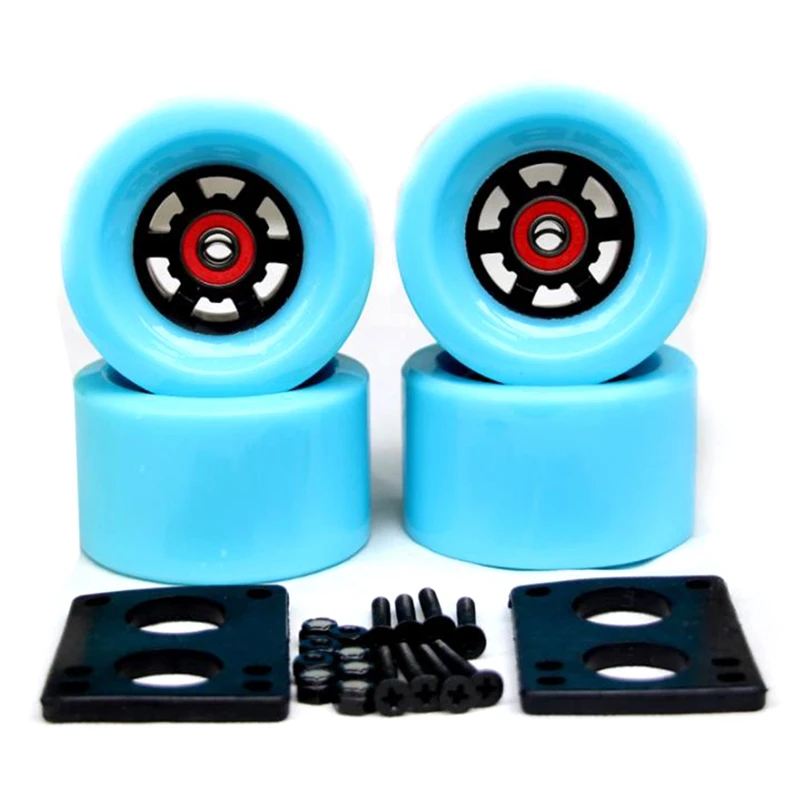 82A Replacement Skateboard Wheels 90X52mm Long Board City Run Wheels 6mm Riser Pad Hardware ABEC-9 Bearing,Blue