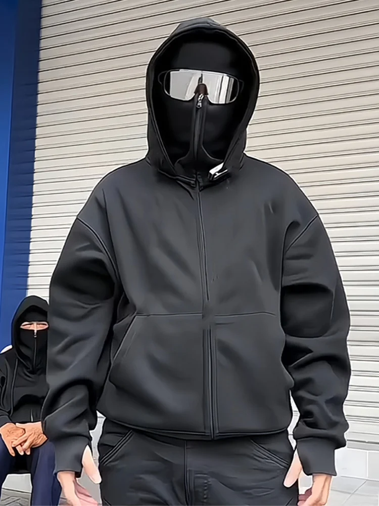 

Мужская толстовка-кардиган American Sle Cosite Double Cap Bandit: осенняя, модная, премиум-класса, из чистого хлопка, с открытым передом