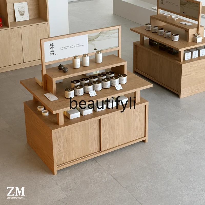

Water Flow Counter Island Cabinet Tea Shop Gift Display Cabinet Chinese Style Shelf Ornament Product Display Cabinet