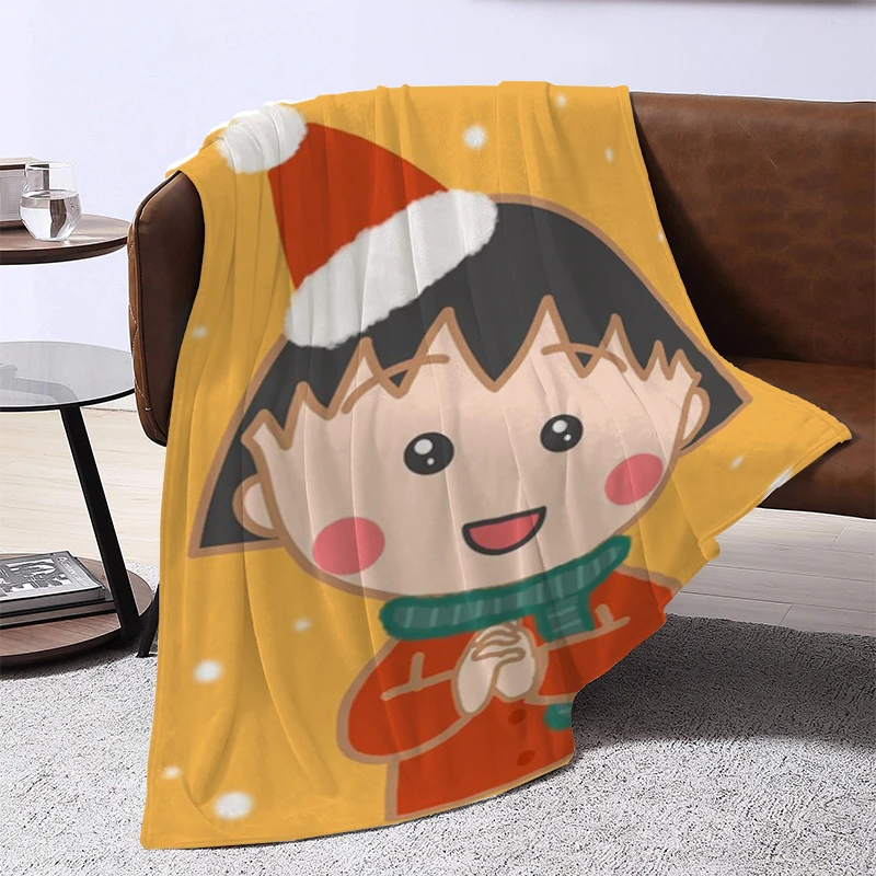 

Kawaii Chibi Maruko Chan Anime Children's Blanket Sofa Winter Fluffy Soft Blankets for Bed Machine Washable 3D Printing Furry