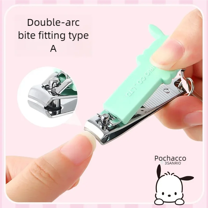 Sanrio Hello Kitty Portable Nail Clipper with Keychain Arc Mouth Design Home Use Nail Scissors Hangable Nail Clipper