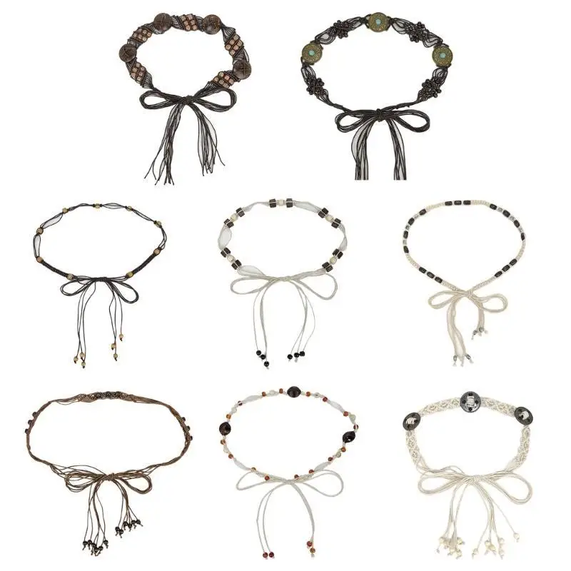 

39BB Sexy Tie Belts Braided Belt Vintage Tie Belt for Bohemia Girls Women