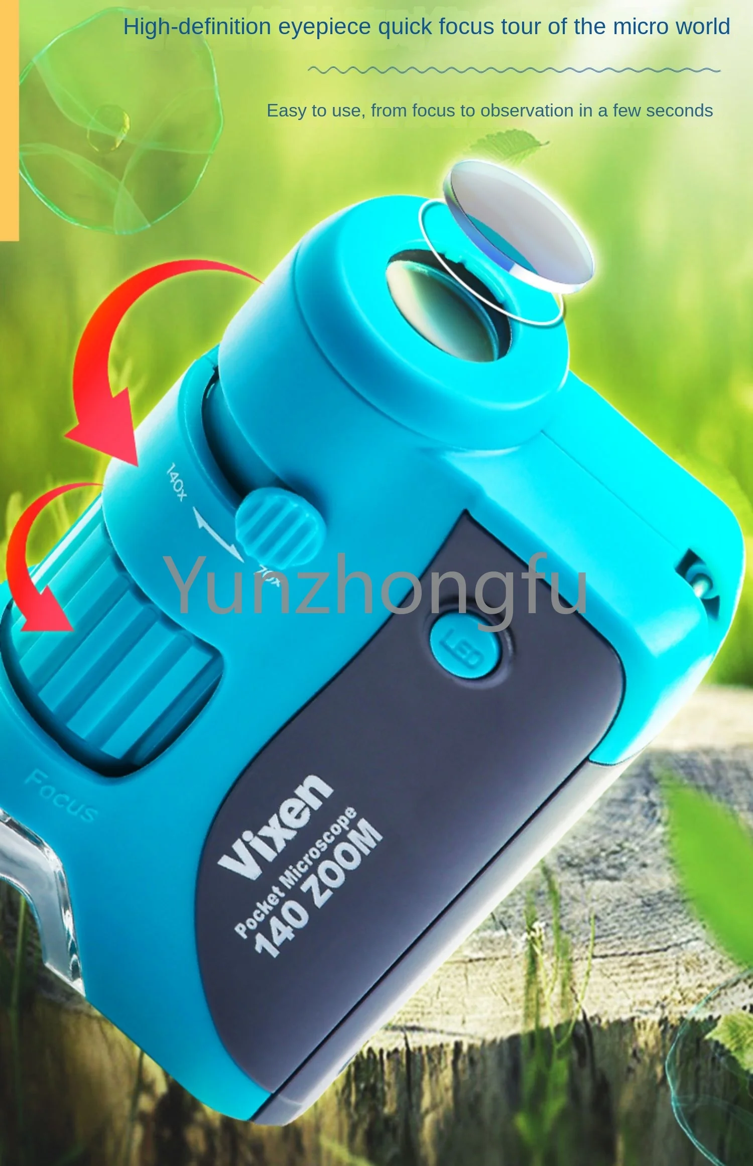 Japan imported 70-140 times HD stand-free handheld portable microscope mobile phone magnifying glass with UV light lens