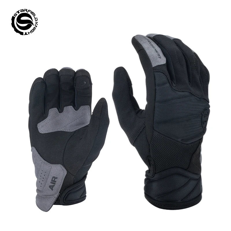 sfk-summer-motorcycle-black-grey-riding-gloves-cushioning-joint-protection-breathable-non-slip-wear-resistant-gears-accessories