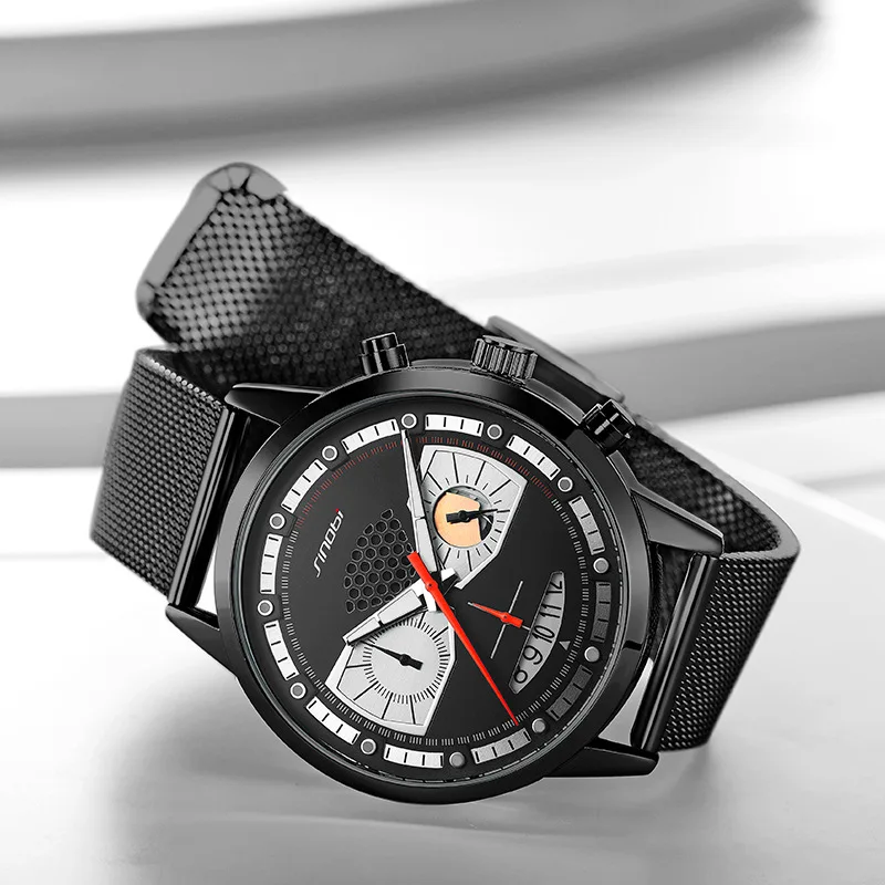 Men's watch with mesh strapcreative quartz watch, multi-functional men's watchgift for girlfriend, women's high-end wristwatch.