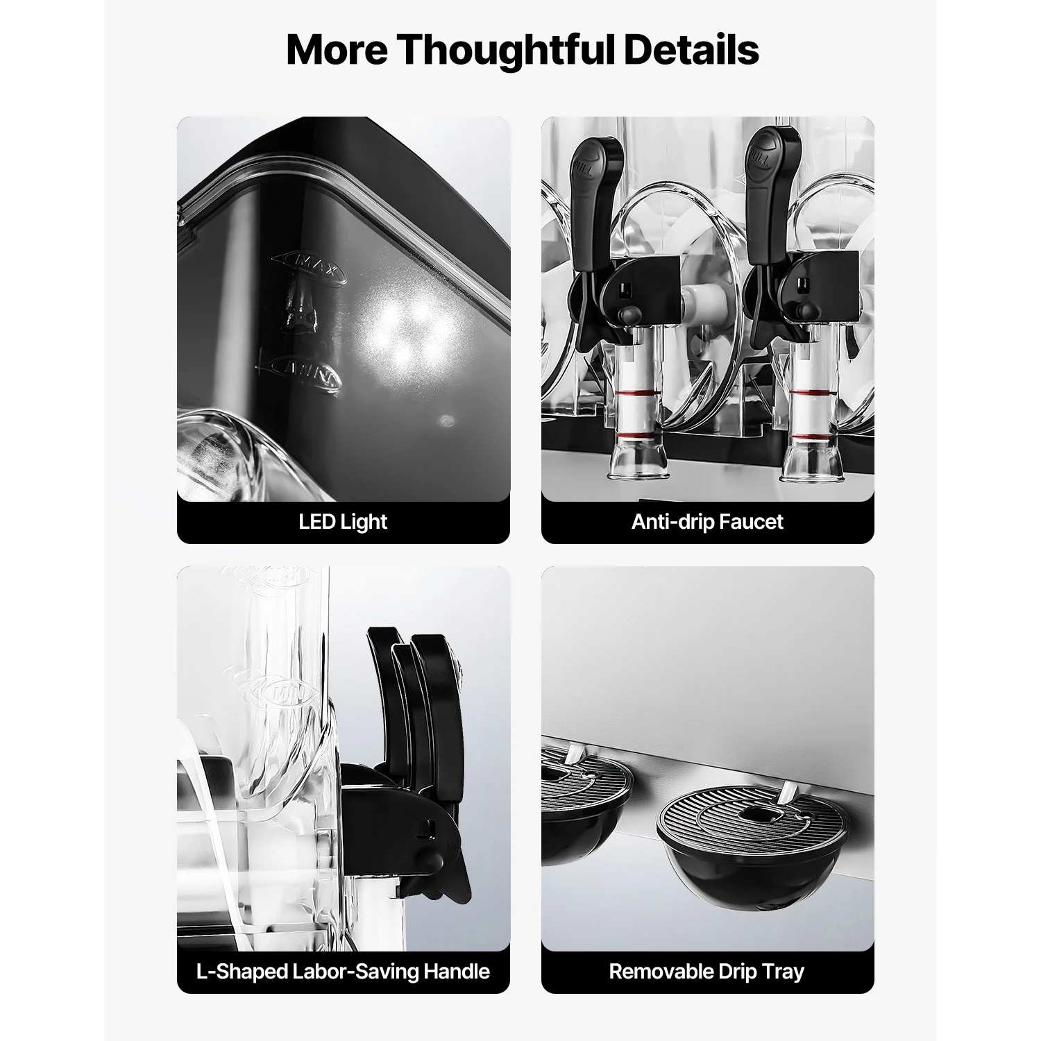 Succebuy 15L صانع المشروبات المجمدة التجارية الثلاثي خزان آلة سلوشي صانع السلوشي للمنزل مطاعم الحفلات مقهى البارات