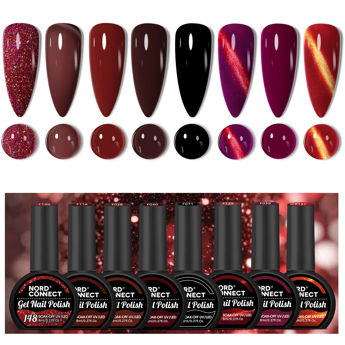 8-pack nail polish - fast drying, long-lasting gloss, low sensitivity formula, formaldehyde/alcohol free, modern nail art