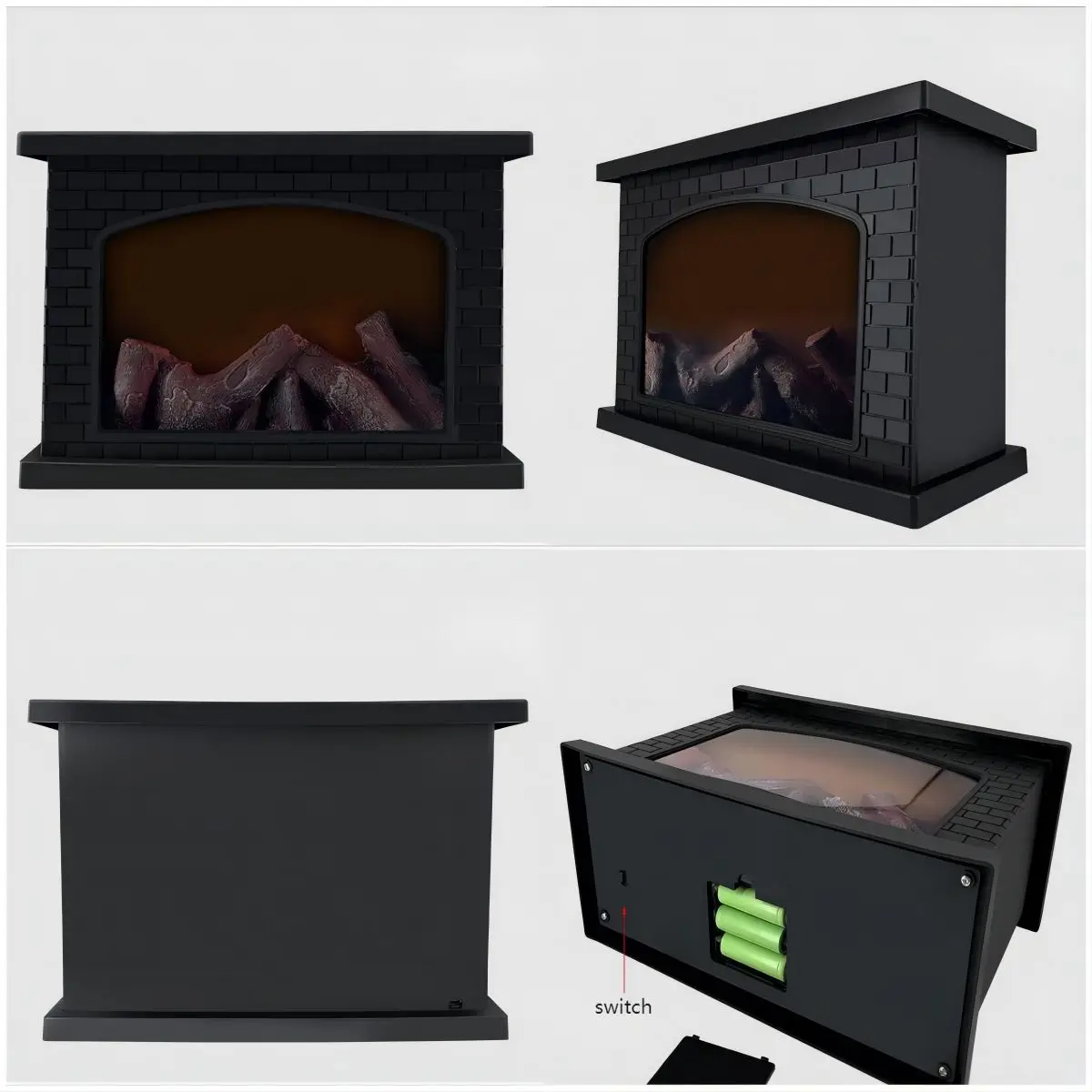 Home Decoration Lights & Lighting Retro Rectangle Fireplace Table Light USB Plug/3*AA Battery Powered Home/Outdoor Decor Lamps