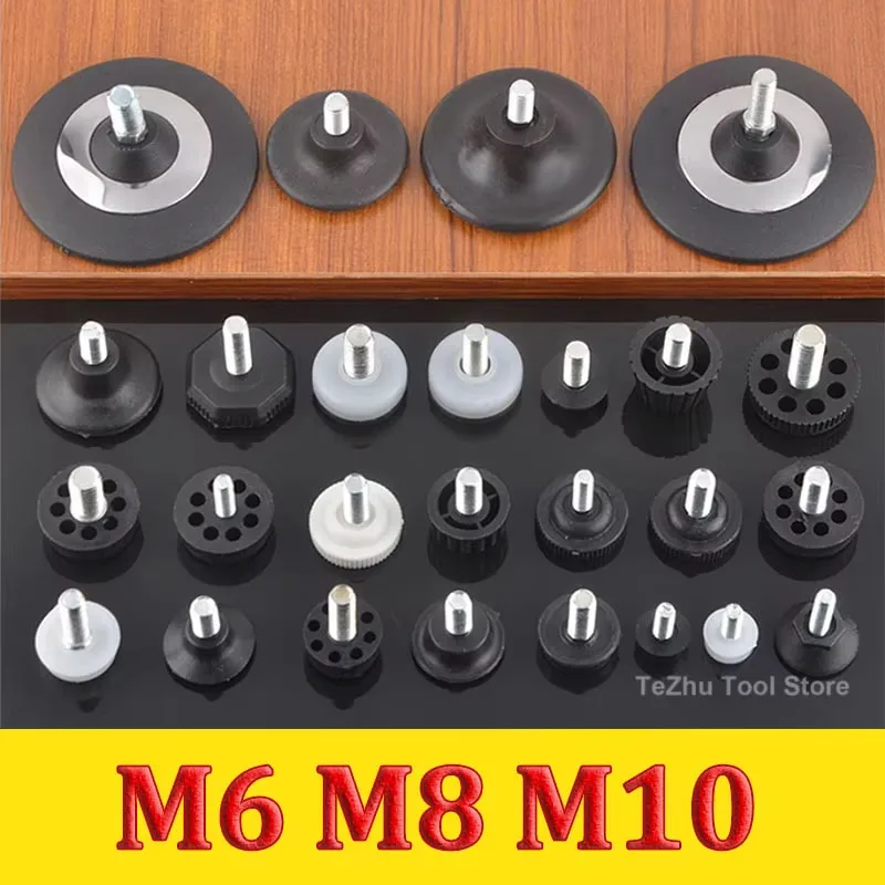 

Adjustable Feet Pad With Screw M6 M8 M10 Table Chair Balck Leveling Foot Pad Furniture Leg Anti-shock Protections