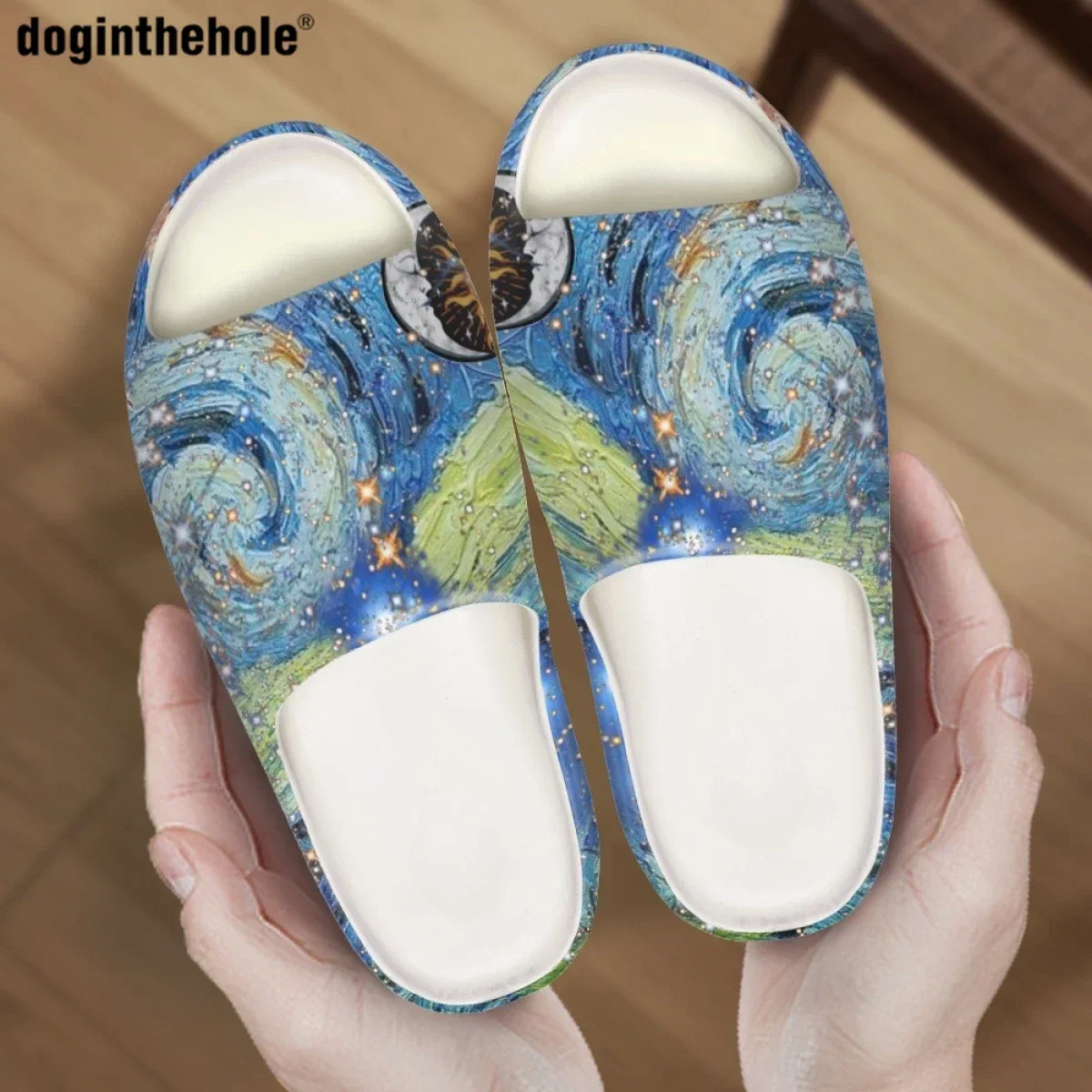 Van Gogh Oil Paint Pattern Design Slippers Summer New Ladies Vacation Beach Sandals Home Non-slip Coconut Slippers