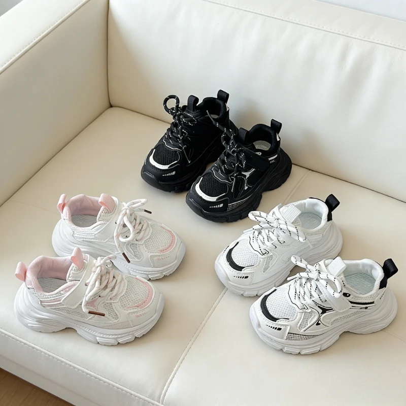 Fashion New Children Causal School Sneakers 2026 Mesh Breathable Girls Running Sports Shoes Non-slip Sole Kids Basketball Shoes