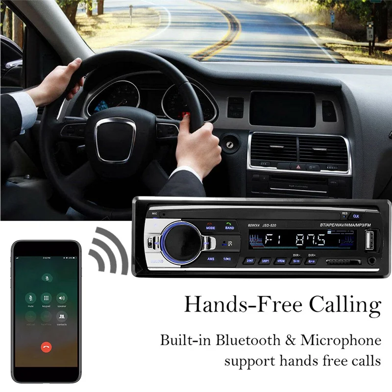 

12V 1 DIN Bluetooth Car Stereo Audio In-Dash Handsfree SD USB MP3 Radio Player With Remote Control-X67A