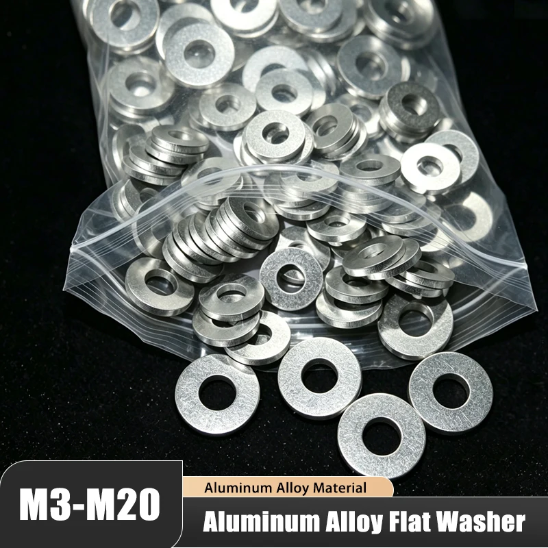 10-50pcs M3 M4 M5 M6 M8 M10 M12 M16 M20 Large Flat Washeraluminum alloy material  Metal Gasket for Home and Industrial Use