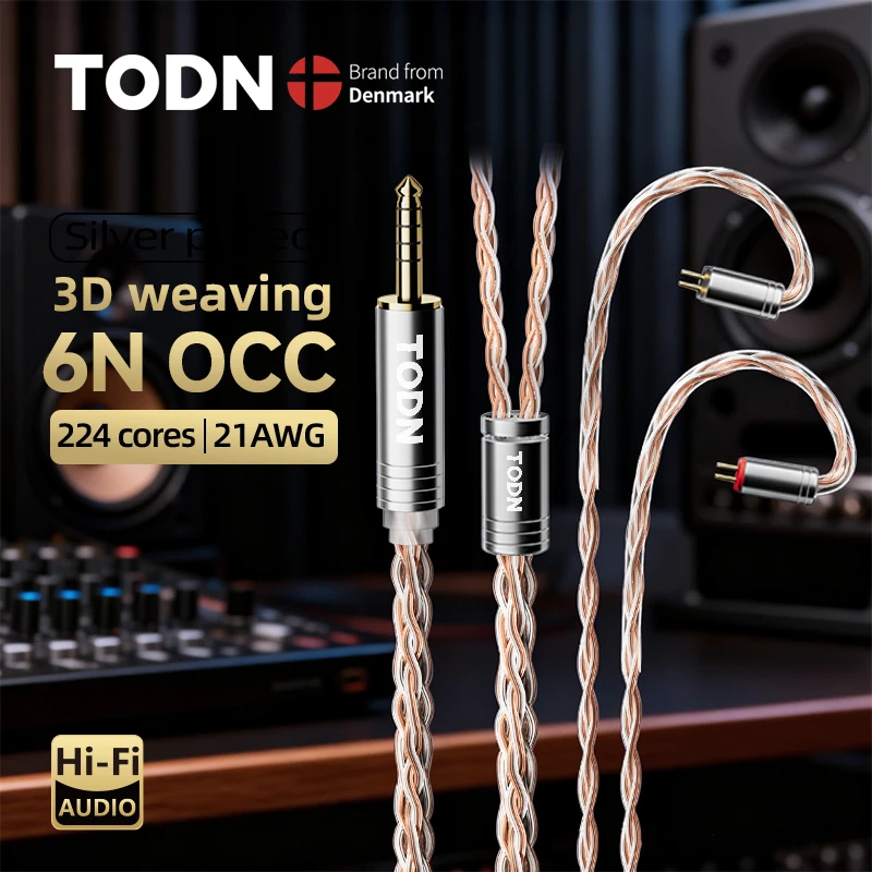 TODN Premium 8 Core 6N OCC Cable de auriculares Conductor Chapado en plata 4,4mm 3,5mm/MMCX 2 pines enchufe chapado en oro para quilates Tangzu Fudu