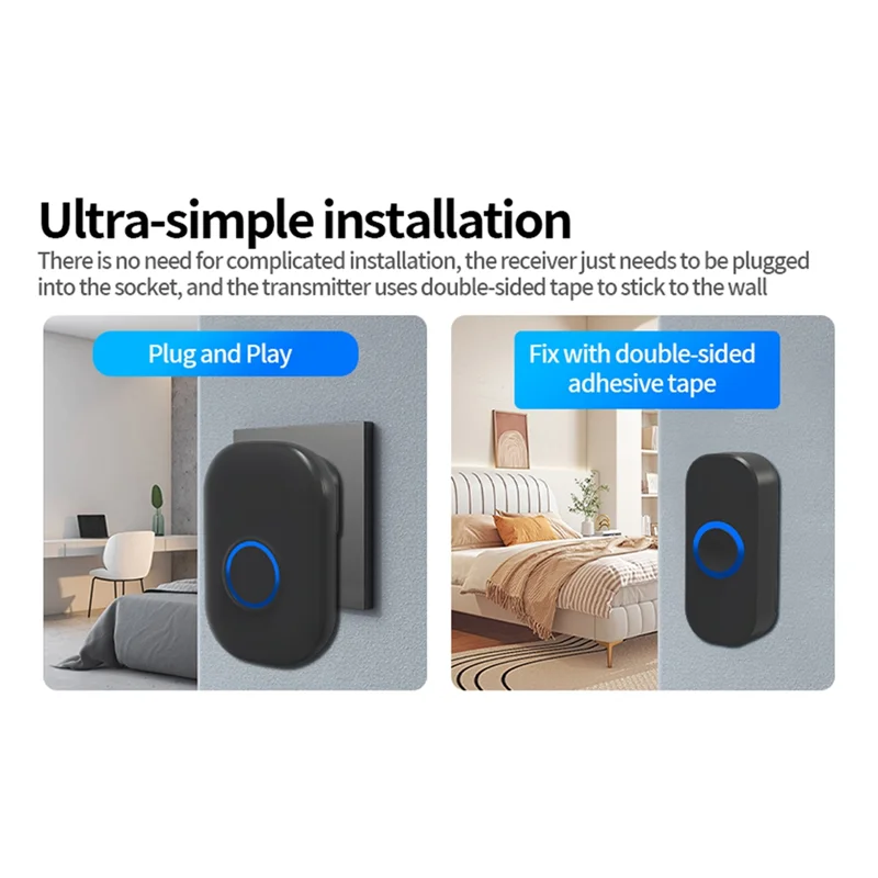 Timbre inalámbrico SQPP, timbre inteligente resistente al agua, timbre de puerta de casa, Control de volumen inteligente de 4 niveles, timbre de 32 canciones