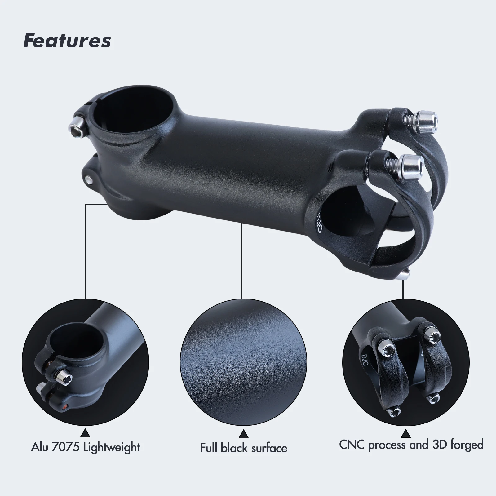 UNO Bike Stem 17° Aluminum MTB No Logo Black 70-130mm