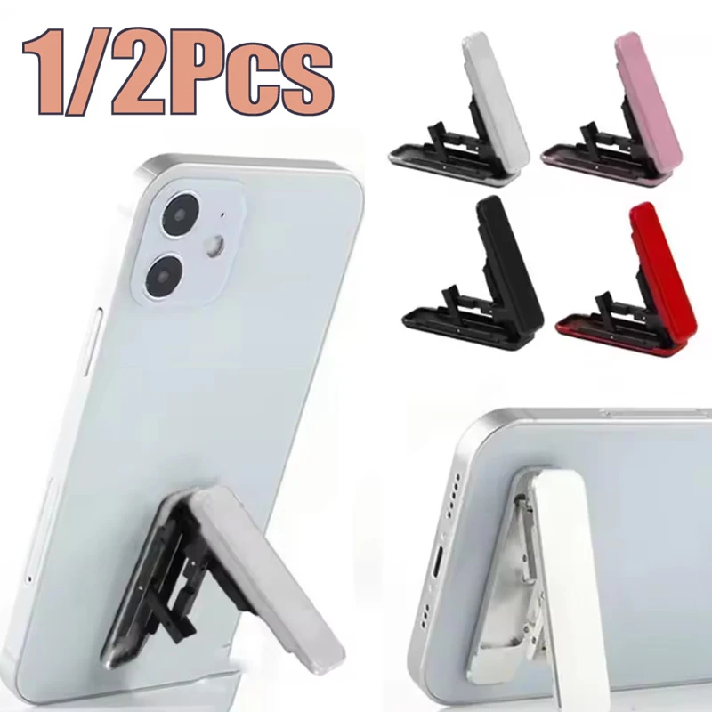 

Thin Mini Plastic Folding Mobile Phone Holder Stand Invisible Portable Phone Kickstand Bracket Desktop Phone Holder-1/2Pcs