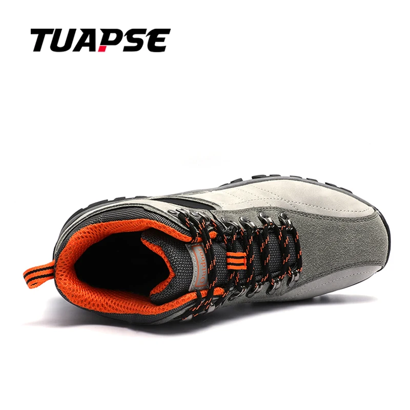 TUAPSE Fashion High Top Hiking Shoes Men's Waterproof Boots Desert Combat Ankle Boots Warm Leather Sneakers