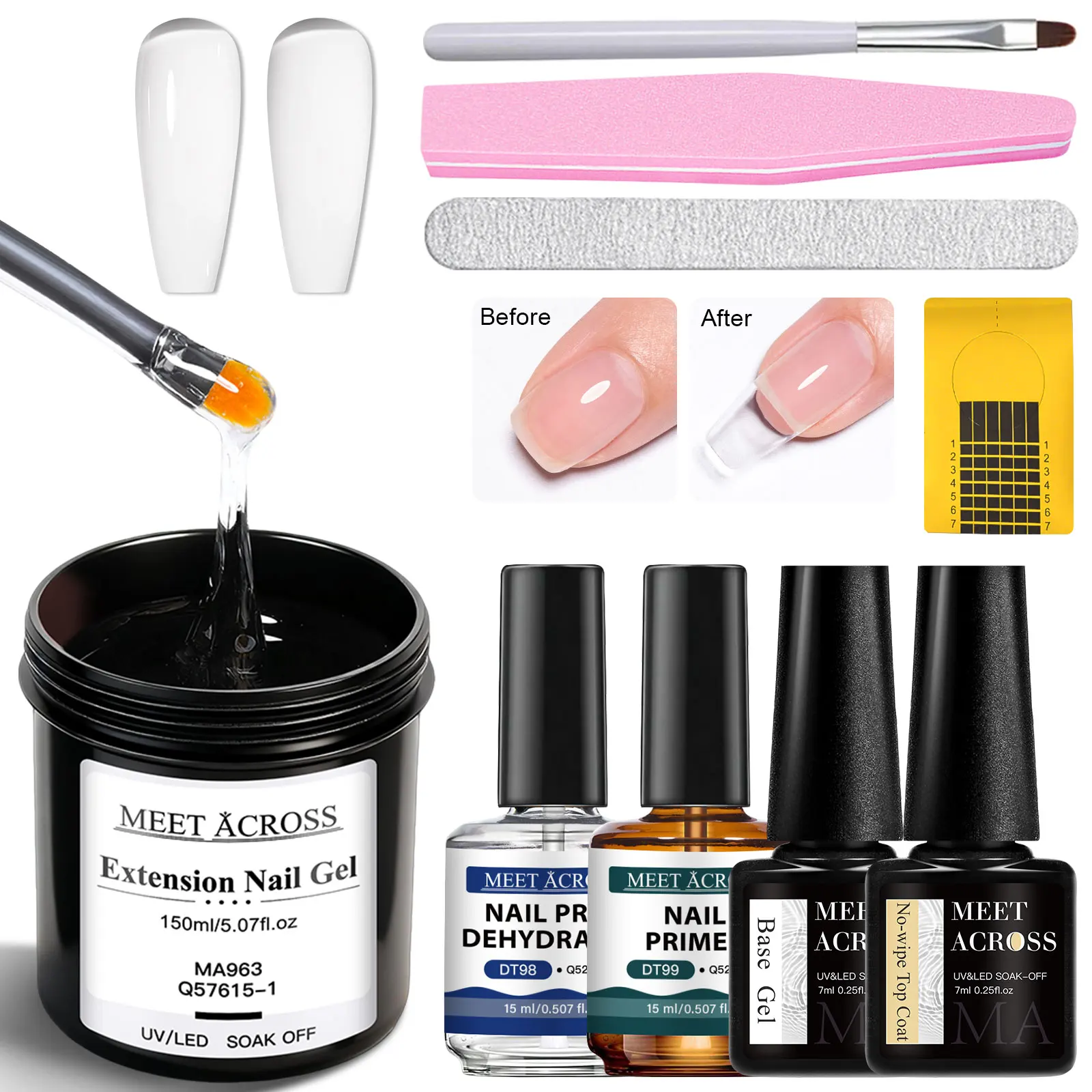 9 قطعة 150 مللي واضح سريع تمديد جيل للأظافر مجموعة قاعدة معطف فوقي مسمار التمهيدي UV LED نقع قبالة مسمار الفن لتصميم مانيكير DIY بها بنفسك #1