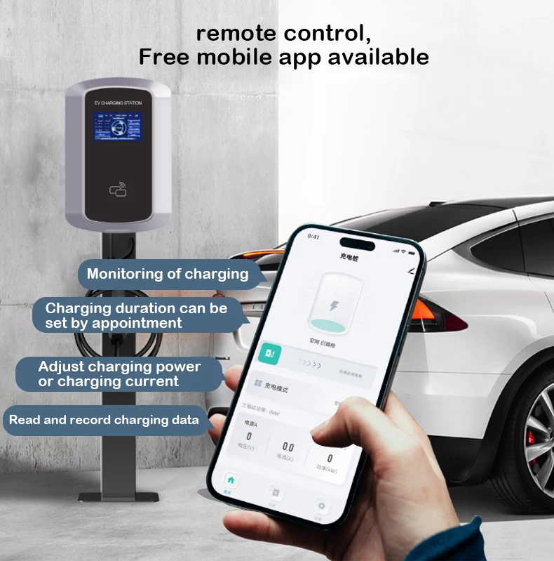 HQ EV Charging Station Type2 Electric Car Charger Wallbox 32A 7/16A 11KW Charging by swipe card Electric Car Charging Station