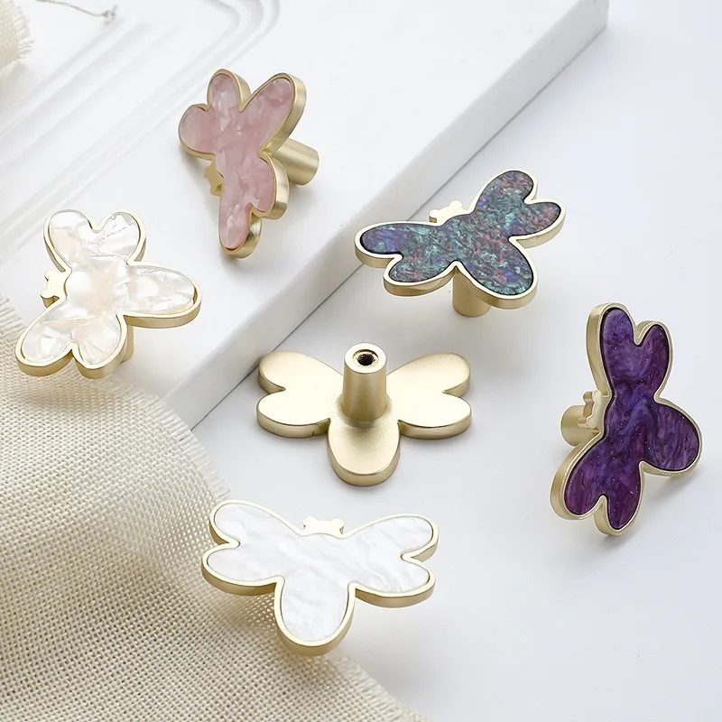 1PC  Simple and Creative Shell Furniture Handle Shell Little Dragonfly Drawer Cabinet Door Wardrobe Single Hole Door Handle