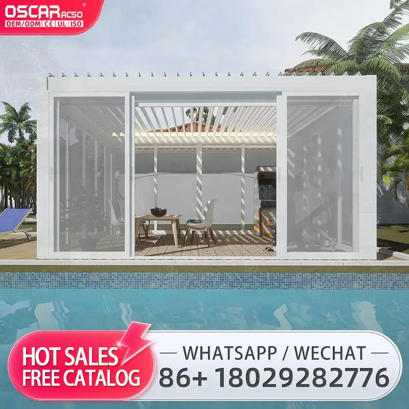 

Индивидуальные регулируемые водонепроницаемые беседки с жалюзи для сада, биоклиматический навес, алюминиевые беседки, идеально подходят для патио, бассейнов на заднем дворе