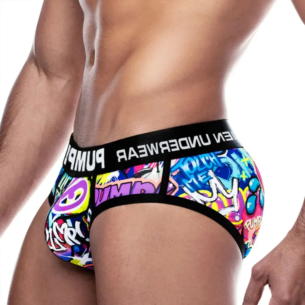 Sexy roupa interior masculina cuecas engraçadas cuecas graffiti calcinha jockstrap tangas cintura baixa bunda levantador lingerie boxers masculinos