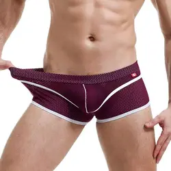 Unterwäsche für Männer Bikini Mesh Boxershorts niedrige atmungsaktive Beutel Ausbuchtung Boxershorts Nylon Badehose Wang Jiang Höschen