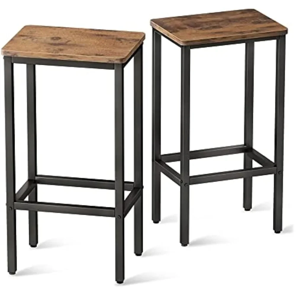 Bar Stools Set of 2, Counter Height Stools, 25.6" Stools for Kitchen with Footrest, Industrial Footstools Vintage