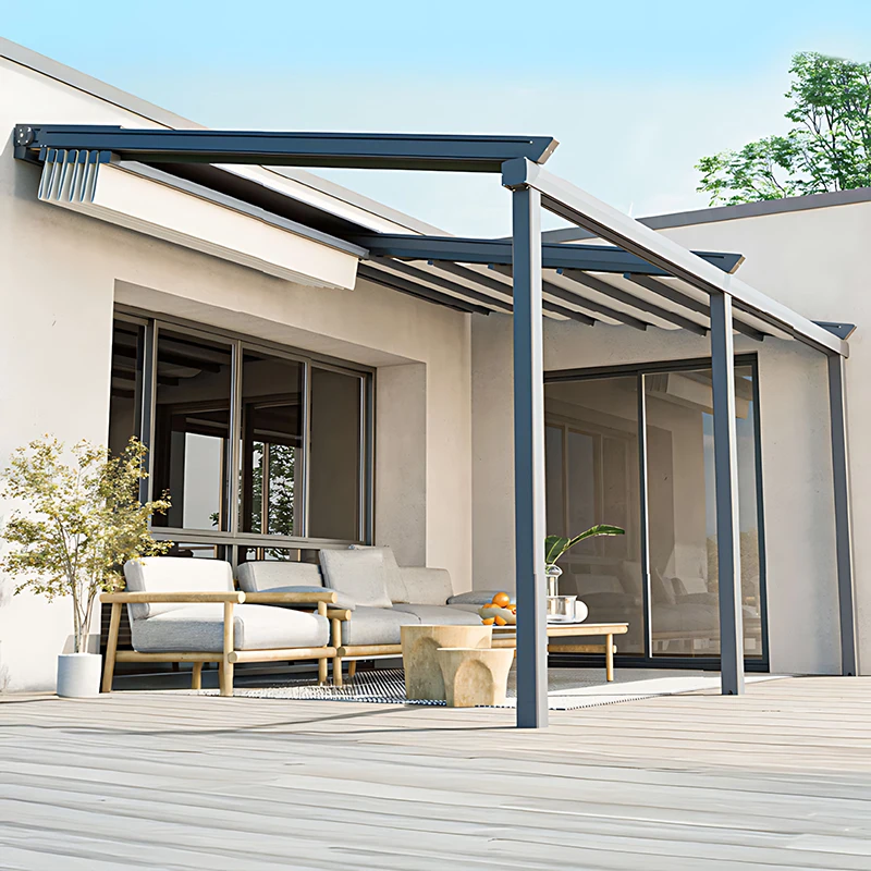 

Smart Electric Folding Canopy - Retractable Aluminum Alloy Rain/Sun Shelter for Outdoor Courtyards & Roofs