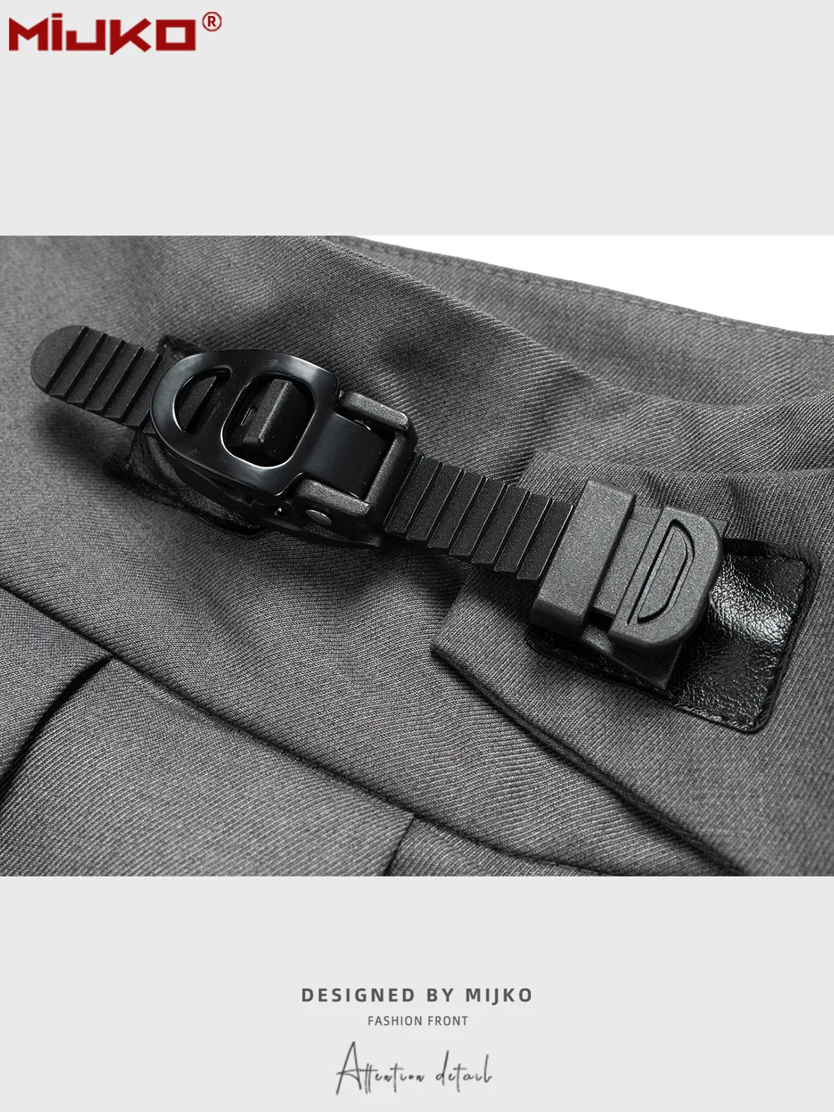 MIJKO กางเกงขาบานจีบสีดำเทา กางเกงลำลองผู้ชาย C901 #