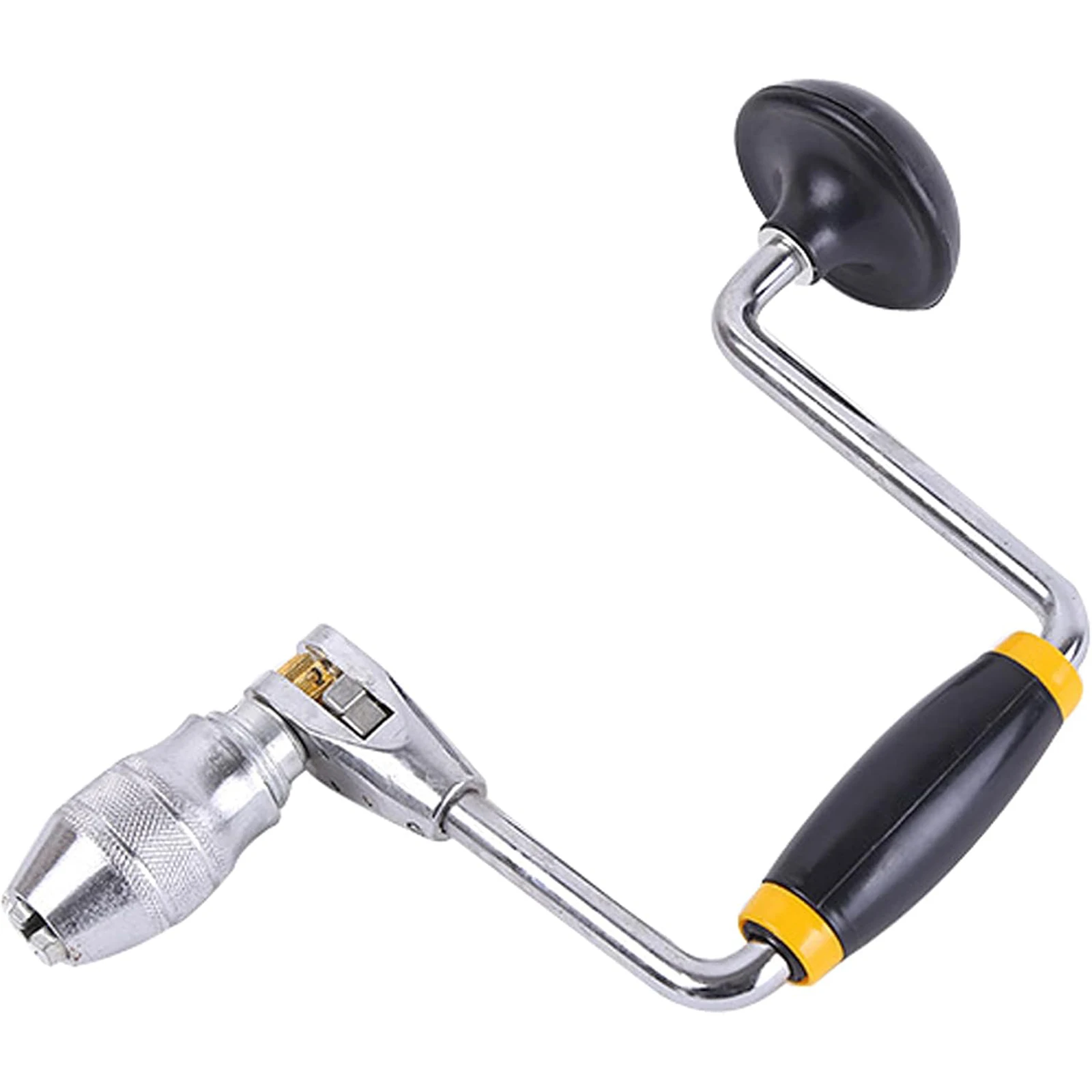 Hand Crank Drill with Swing Arm 4 Jaw Chuck Comfortable Nonslip Handle Easy to Use Hand Tool Portable Carpenters Bit Woodworking