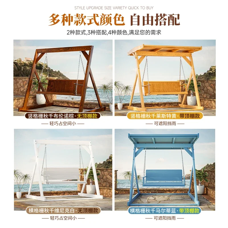 Garden Open-air Rocking Chair Balcony Outdoor Double Hanging Chair Villa Garden Adult Children Preservative Wood Swing Rocking