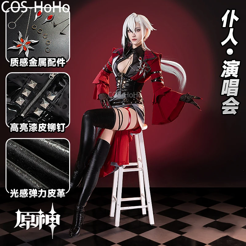 COS-KiKi Genshin Impact Arlecchino The Knave Concert Game Suit Sexy Uniform Cosplay Costume Halloween Party Outfit Women S-3XL