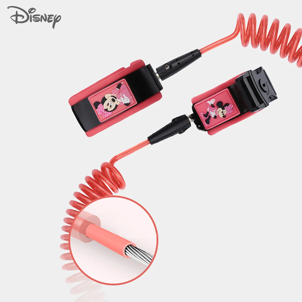 Pulseira com corda de tração para bebês da disney, bracelete anti-perda, equipamento de segurança infantil, pulseira com bloqueio