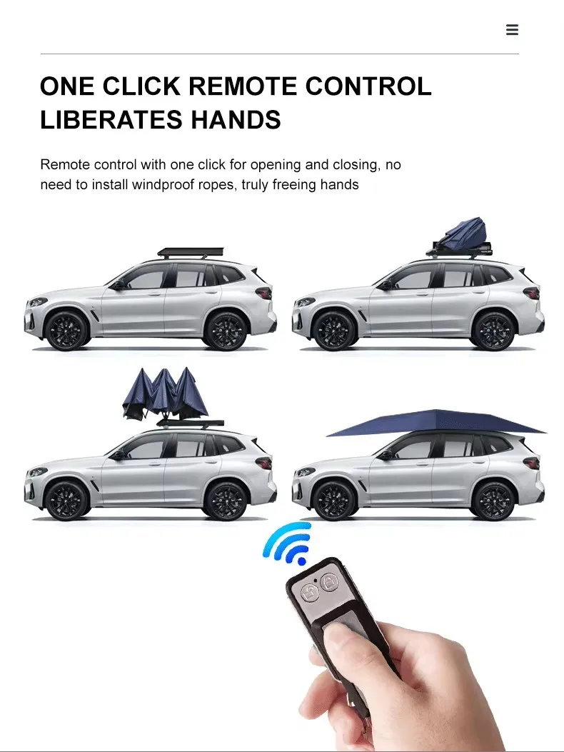 Product  3.8m*2.7m Car Roof Windshield Sun Shade Automatic Car Umbrella