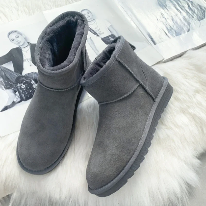 G&Zaco Luxury Mini Sheepskin Snow Boots Women Genuine Leather Short Boots Waterproof Wool Sheep Fur Boots Girl Winter Shoes
