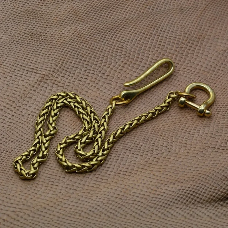 Unplated Raw Brass Wallet Decor Jean Pant Chains Japanese U Hook Clasp Snake Chain D Screw Lock Shackle Connector